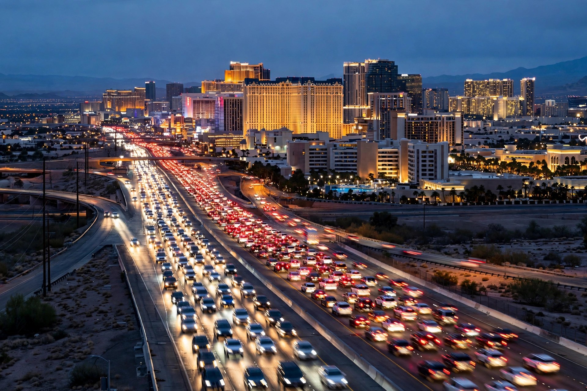 Aerial view of a Las Vegas highway interchange